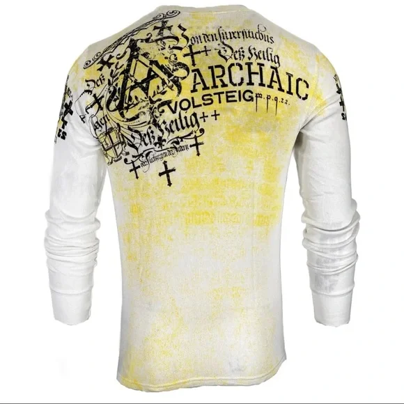Archaic by Affliction Men's Thermal Shirt CYANIDE Eagle Biker White - Picture 2 of 9